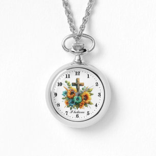 Schattige kruisbeeld geloof ik horloge