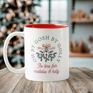 Schattige Kruissteek Mistletoe Kerstvakantie Tweekleurige Koffiemok