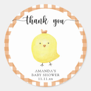 Schattige kuiken babyshower bedankt ronde sticker