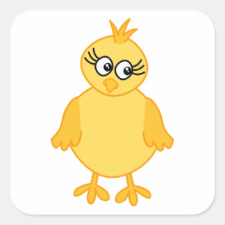 Schattige kuiken, gele Baby vogel. Vierkante Sticker