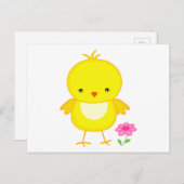 Schattige kuiken met bloem briefkaart (Voorkant / Achterkant)