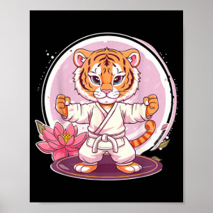 Schattige Kung Fu Tijger Lotus Kickboksen Taekwond Poster