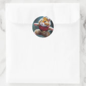 schattige Kungfu Hamster Ronde Sticker (Tas)