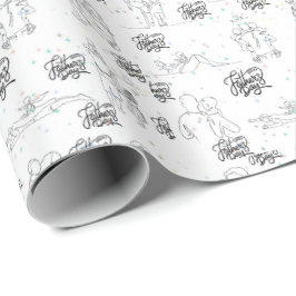 Schattige kunst Vaderdag Cadeaupapier