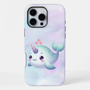 Schattige/kust/nautische narwal iPhone 16 pro max hoesje