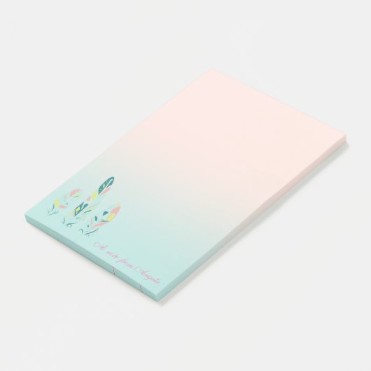 Schattige Kute Modern Girly Feathers Post-it® Notes (Schuin)