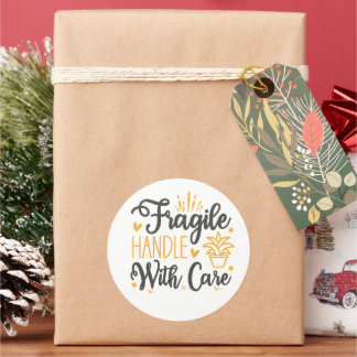 Schattige KWETSBARE Handle With Care-labels | Esth Ronde Sticker