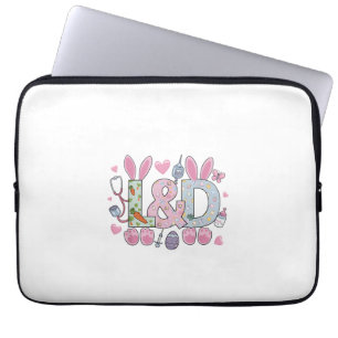 Schattige L&D barende en bevallende verpleegster P Laptop Sleeve