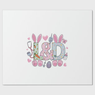 Schattige L&D Barende Verpleegster Pasen Konijn Ei Cadeaupapier