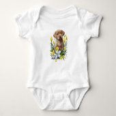 Schattige Lab Puppy Dog met Bloemen Romper (Voorkant)