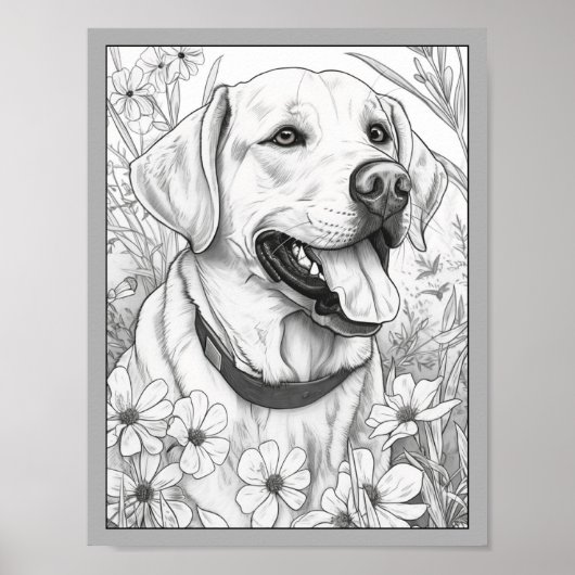 Schattige Labrador Retriever Dog Kleurend Poster (Voorkant)