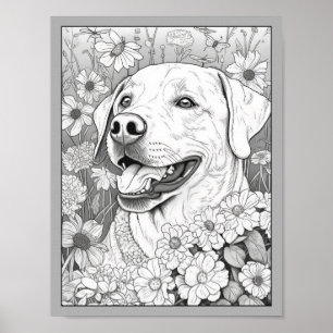 Schattige Labrador Retriever Dog Kleurend Poster