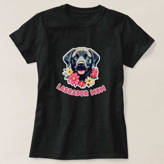 Schattige Labrador Retriever Lab Moeder Bloemen Ca T-shirt (Design voorkant)