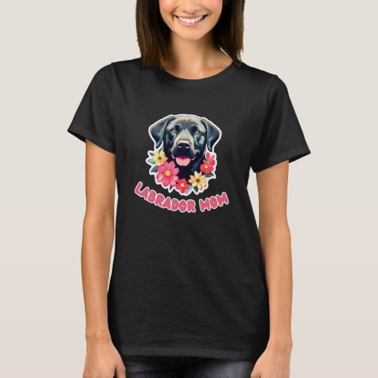 Schattige Labrador Retriever Lab Moeder Bloemen Ca T-shirt (Voorkant)