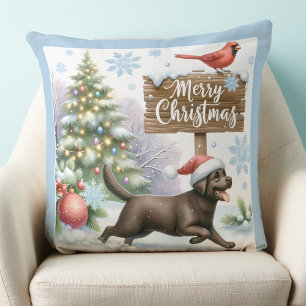 Schattige Labrador Retriever Merry Christmas Puppy Kussen