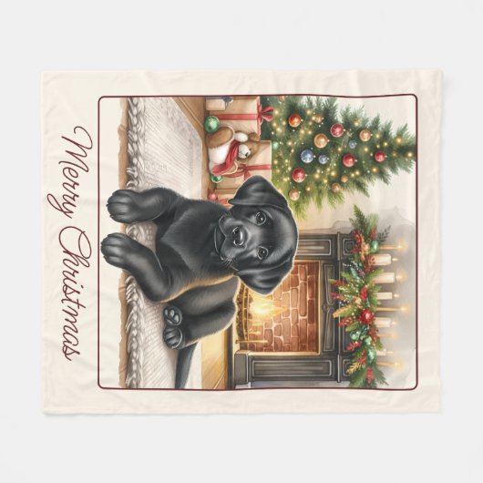 Schattige Labrador Retriever Puppy Dog Christmas Fleece Deken (Voorkant (Horizontaal))