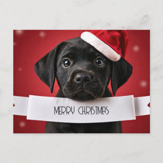 Schattige Labrador Retriever Rode Kerst Feestdagenkaart