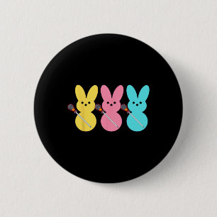 Schattige Lacrosse Speler Konijn Kinderen Jongens  Ronde Button 5,7 Cm