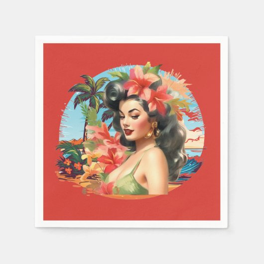 Schattige  Lady Beach Party Servet (Voorkant)