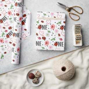 Schattige Lady Bugs Gift 1e verjaardag Cadeaupapier