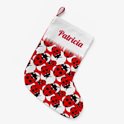 Schattige Ladybird Patterned Kleine Kerstsok (Voorkant (Hangend))
