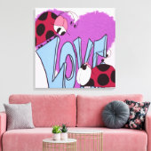 Schattige Ladybug Love Cartoon Canvas Afdruk (Insitu (Woonkamer))