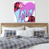 Schattige Ladybug Love Cartoon Canvas Afdruk (Insitu (Slaapkamer))