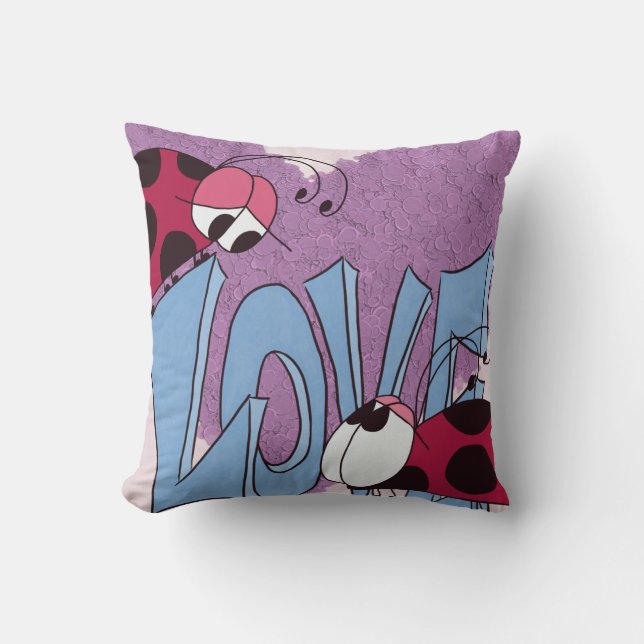Schattige Ladybug Love Cartoon Kussen (Voorkant)