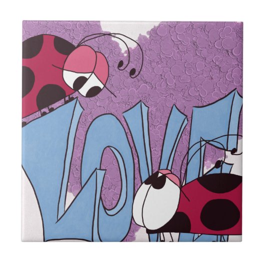 Schattige Ladybug Love Cartoon Tegeltje (Voorkant)