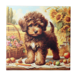 Schattige Lagotto Romagnolo schilderij Tegeltje