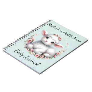 Schattige Lam Met Bloemenkroon Illustratie Notitieboek
