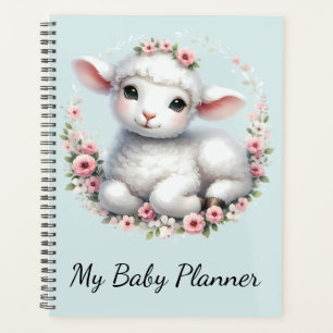 Schattige Lam Met Bloemenkroon Illustratie Planner