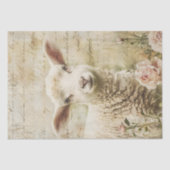 Schattige Lam Roze Bloemen Script Decoupage Tissuepapier (Voorkant)