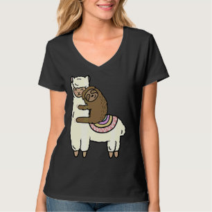 Schattige lama alpaca met luiaard beste vrienden t-shirt