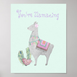 Schattige Lama Aquarel - Jij Bent Llamatisch Meisj Poster