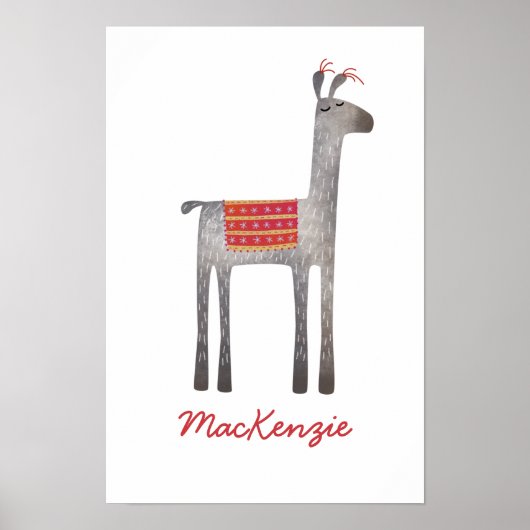 Schattige Lama Gepersonaliseerd Poster (Voorkant)