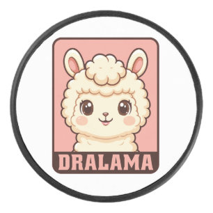 Schattige lama illustratie ontwerp hockey puck
