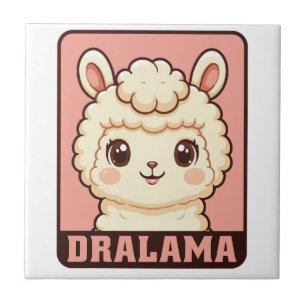 Schattige lama illustratie ontwerp tegeltje