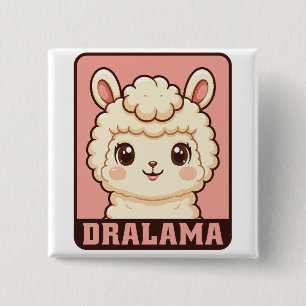Schattige lama illustratie ontwerp vierkante button 5,1 cm