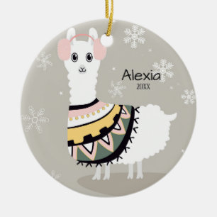 Schattige Lama Kerstmis Keramisch Ornament