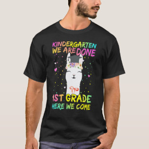 Schattige Lama Kleuterschool We Zijn Klaar 1e Leer T-shirt