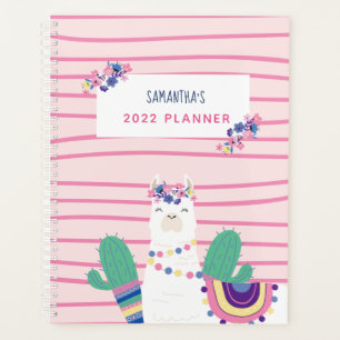 Schattige Lama Persoonlijke Naam Roze Planner