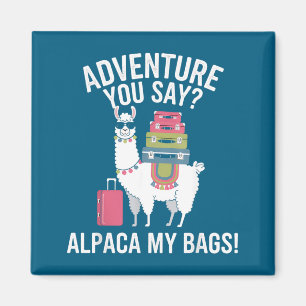 Schattige Lama Zeg Je Zeggende Tassen Alpaca Avont Magneet