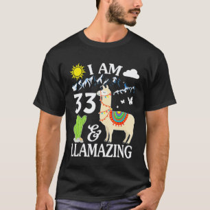 Schattige Lama Zonlicht Lucht Ik Ben 33 Jaar Oud L T-shirt