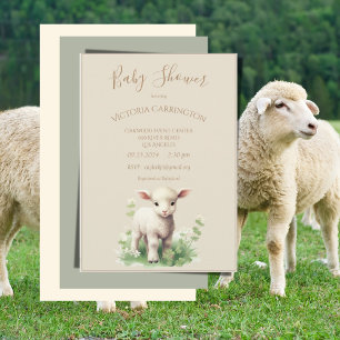 Schattige lamsgroen neutraal Baby shower Kaart