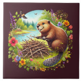 Schattige Land bever crafting huis Tegeltje (Voorkant)