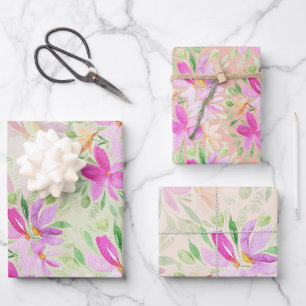 Schattige Land Boho Waterverf Bloemen Inpakpapier Vel