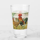 Schattige land haan kipglas glas (Achterkant)