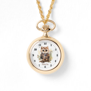 Schattige Land uil liefhebbers naam toevoegen Horloge