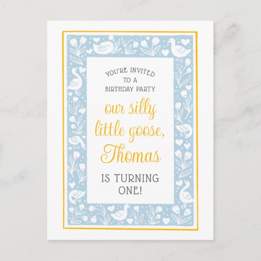 Schattige Landelijke Dwaze Gans Verjaardagsfeestje Briefkaart (Voorkant)